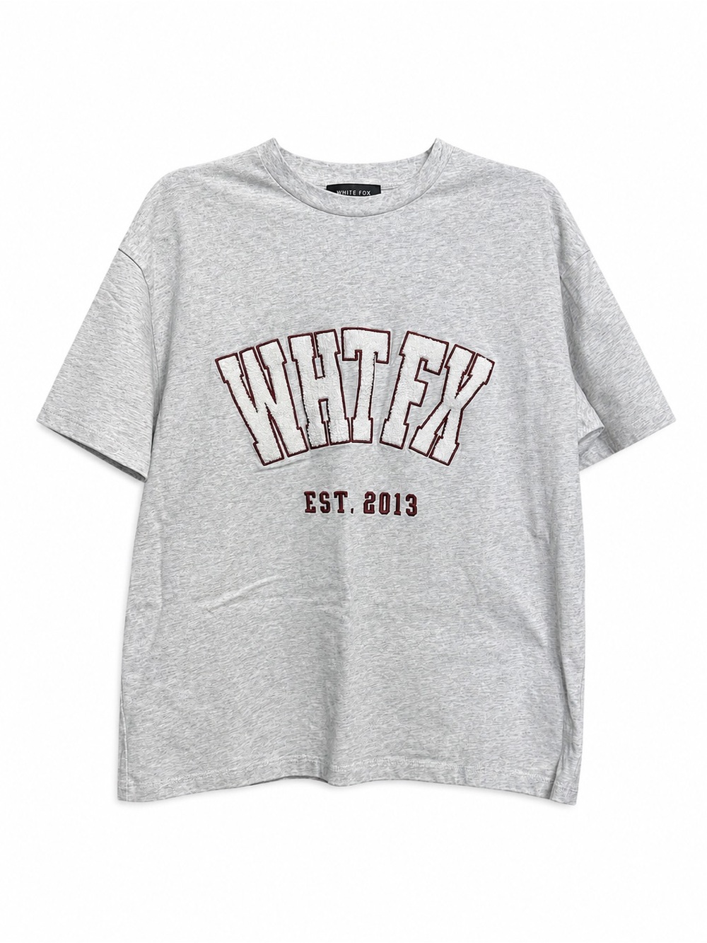 White Fox WHT FX Est. 2013 Chenille Varsity Oversized Tee Gray S/M